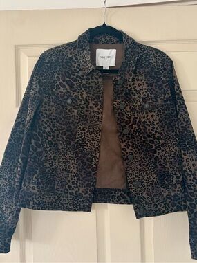 Nine West Brown Leopard Print Jean Jacket